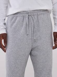 Musero 男士基础款纯色束口慢跑运动裤，弹力抽绳腰带，春夏胶囊衣橱 - 淺灰色 - 查看 5