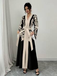 Chiquease Women's Solid Color Panel Long Sleeve Simple Long Dress - Multicolor - View 5