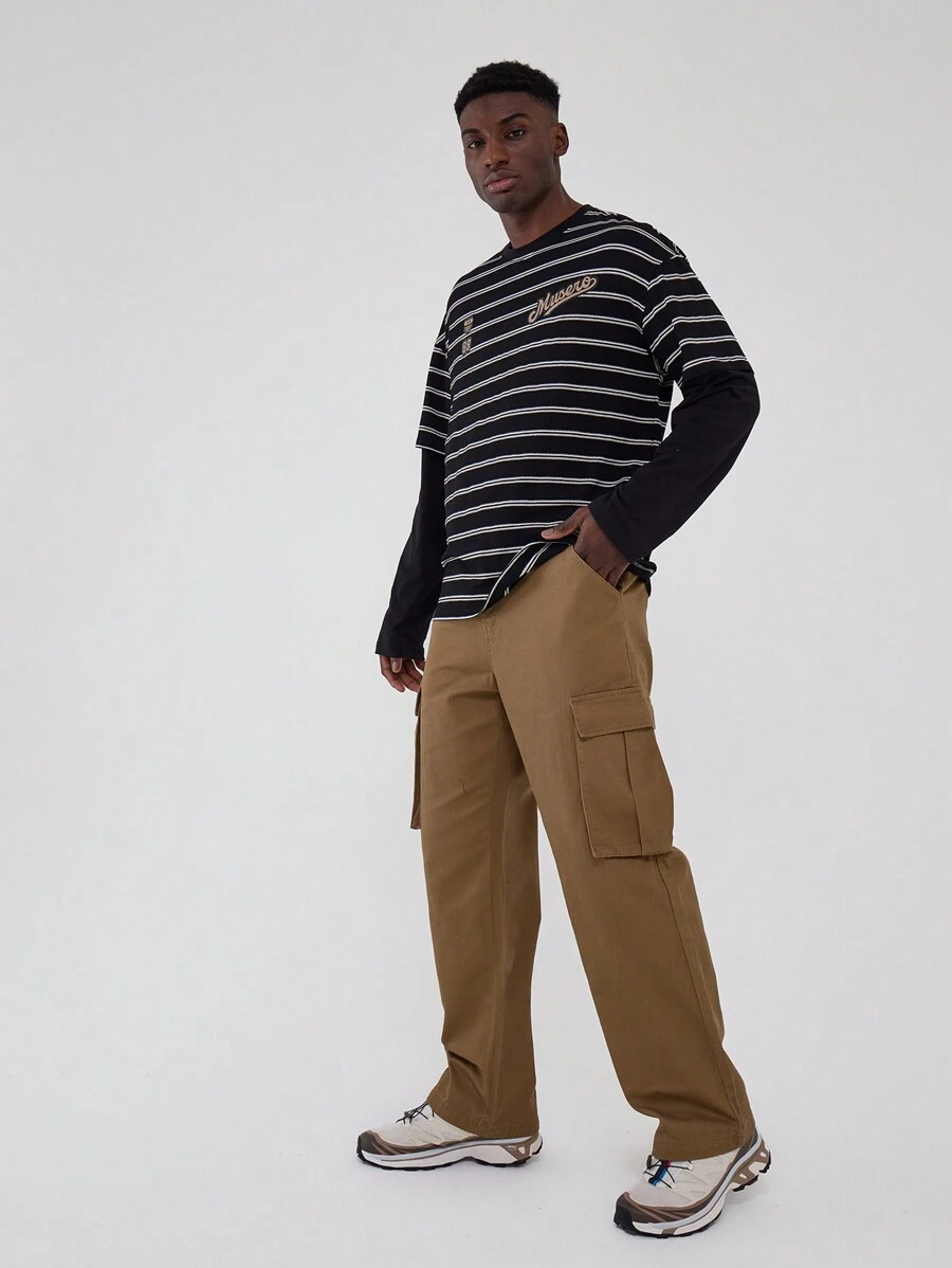 Musero Pocket Detail Cargo Trousers - Khaki - View 1