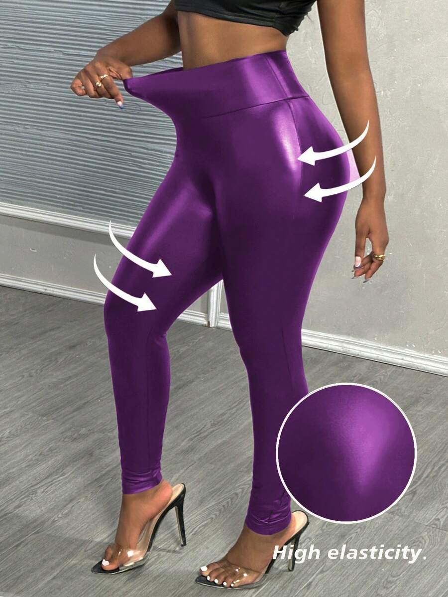 Slaydiva Leggings noirs moulants style de rue taille haute