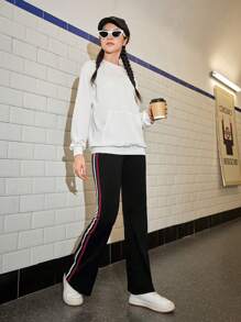 Teen Girl Casual Contrast Striped Flare Pants