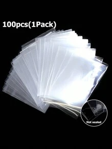 100/200pcs Plastic Transparent Card Storage Bag Not Sealed Self Adhesive Sealed 2 Styles Card Collection Bag Football Game Card Sleeves Protector Trading Card Holder Organizer Clear PVC Pocket Storage Box Display Collectible Tools For Sports Fans Collectors,Office Storage - White - View 5