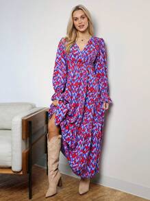 SHEIN LUNE Women's Casual Geometric Print Dress