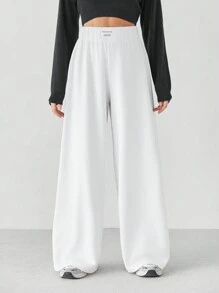 SHEIN Tall Damskie elastyczne szerokie spodnie dresowe z szeroką talią i wzorem waflowym