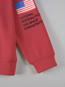 Manfinity Homme Loose Fit Men's Slogan Graphic Kangaroo Pocket Drawstring Hoodie - Hot Pink - View 4