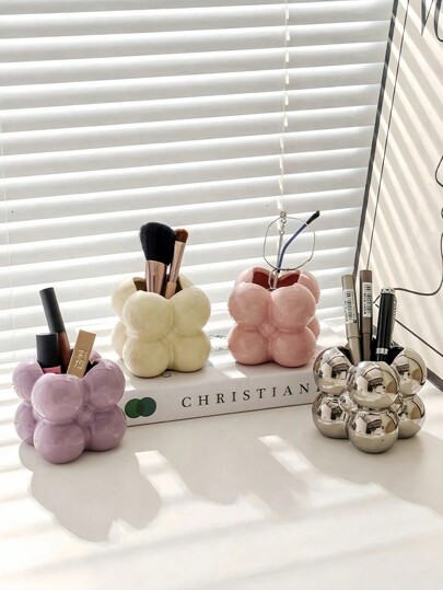 1pc Large Clear Makeup Brush Storage Canister With Dust Cover Organizer For Eyeshadow Foundation Lipsticks Cosmetic Tools Vanity Acrylic Container Beauty Essential Brush Holder Dustproof Functional Chic Design Makeup Lovers Gift