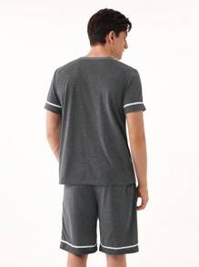 Manfinity Underwear&Sleepwear Basics Men Contrast Binding Pyjama Set - Grey - View 2