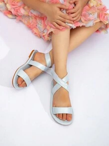 New Summer Girls Fashion Versatile Runway Flat Sandals - Baby Blue - View 1