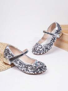 全新夏季时尚休闲银色闪光水钻透气低跟儿童女童鞋