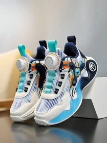 Children's Fashion Sports Shoes With Color Blocking, Luminous, Adjustable Rotary Buckle, Easy To Wear, Anti-Slip, Shock-Absorbent, Durable, Sneakers Colorful Sneakers - Multicolor - View 3