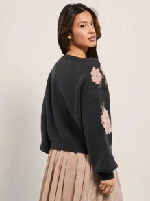 WESTFADE Spring Western Cowgirl blommönster båthals långärmad stickad tröja - Multifärgad - Visa 5