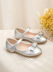 Girls Silver Casual Princess Flat Shoes, Autumn/Spring - Silver - View 4