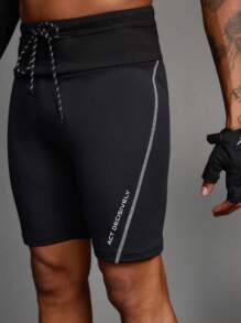 Manfinity Sport Corelite Mallas de compresión deportivas para hombre con estampado de letras y cintura con cordón, estilo novio