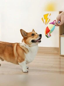 1 件互动飞盘毛绒玩具，适用于狗狗，吱吱作响的设计，有助于训练边境牧羊犬咀嚼和玩耍 - 彩色 - 查看 7