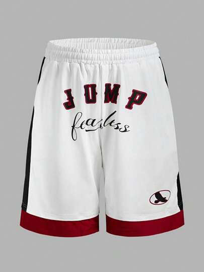 Manfinity Sport Corelite Men's Letter Print Elastic Waist Loose Fit Sports Shorts