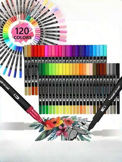 Multi-Color Christmas Watercolor Markers - Dual Tip Art Pens For Calligraphy, Doodling & Holiday Drawing, Premium Art Set