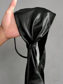 Slaydiva 时尚性感纯色PU比基尼套装 - 黑色 - 查看 7