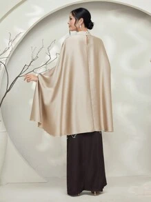 Graceveil Conjunto de falda larga estampada floral y blusa de mangas murciélago con cuello alto de un solo color, estilo hanfu modesto, para mujer - Multicolor - Ver 2