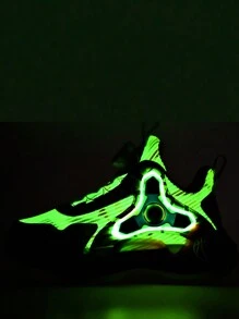 Adidași de modă pentru copii, design color block cu luminoși, potriviti pentru purtarea zilnică, cataramă rotativă reglabilă, ușor de purtat și de scos, anti-alunecare și absorbant șocuri, pantofi groși, pantofi colorați