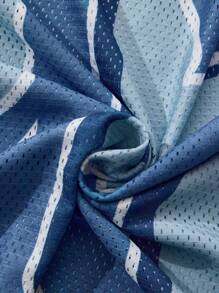 ROMWE MEN Prep Men V-Neck 97 Numeric Pattern Mesh 2 In 1 T-Shirt , Fall, Long Sleeve Top - Multicolor - View 6