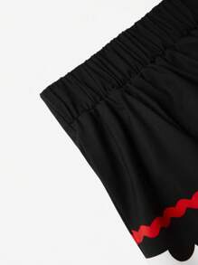 SHEIN LUNE Plus Size Women A-Line Ruched Colorblock Poker Card Floral Print Short Skirt, Fashionable Mini Skirt
