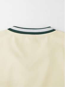 Manfinity Sporsity Men's Casual Fashion Letter Flocking Loose V-Neck Sweatshirt Y2k Jersey, For Tennis, For Fall