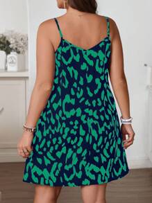 SHEIN VCAY Plus Size Boho Leopard Print Spaghetti Strap Dress, Vacation Style, Summer - Multicolor - View 2