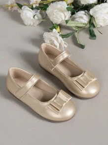 Girls' Casual Minimalist Outdoor Leisure Shoes, Fashionable Comfortable Versatile Gold Flat Shoes - Gold - View 3