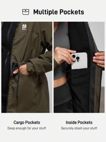 In My Nature In My Nature Women's Letter Print Long Sleeve Drawstring Waist Hooded Outdoor Raincoat Jacket