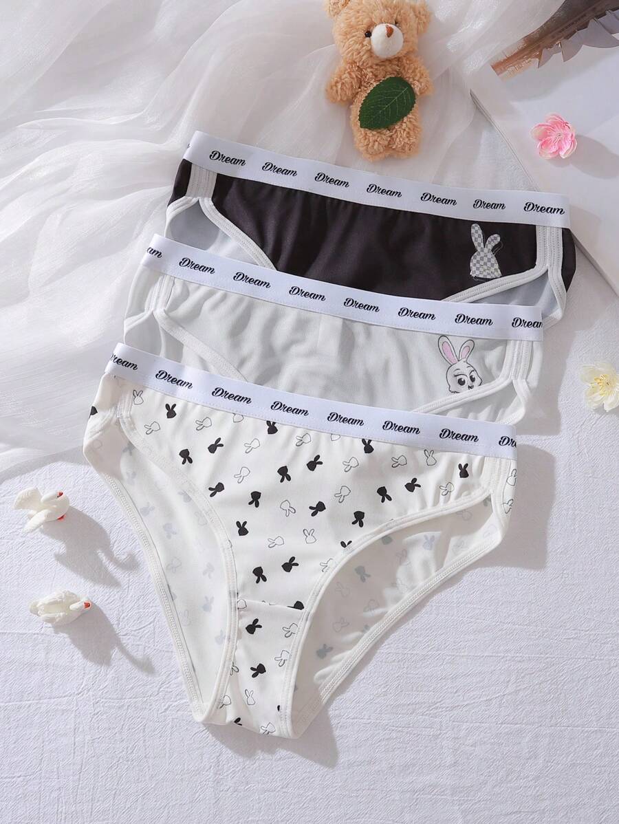 3pcs/Set Comfortable & Cute Cartoon Print Girls Underwear, Teen Sizes - Multicolor - View 1