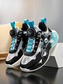 Adidași de modă pentru copii, design color block cu luminoși, potriviti pentru purtarea zilnică, cataramă rotativă reglabilă, ușor de purtat și de scos, anti-alunecare și absorbant șocuri, pantofi groși, pantofi colorați