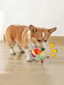 1 件互动飞盘毛绒玩具，适用于狗狗，吱吱作响的设计，有助于训练边境牧羊犬咀嚼和玩耍 - 彩色 - 查看 2