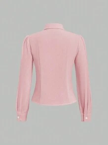 SHEIN Unity 蝴蝶装饰衬衫，休闲时尚，适合日常穿着 - 粉色 - 查看 2