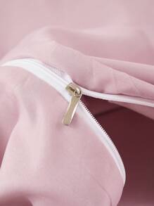 3 件套浅粉色纯色羽绒被套（1 件羽绒被套 + 2 件枕套，不含填充物），经典现代设计，涤纶纤维舒适透气适合所有季节，卧室家居装饰 - 淺粉色 - 查看 7