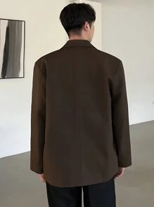 DAZY Men's Casual Solid Color Lapel Suit Jacket Fall, Winter Business Attire - Brown - View 2