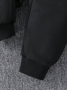 SHEIN 年轻男孩酷炫宇航员太空宇宙印花舒适圆领运动衫套装 - 黑色 - 查看 7