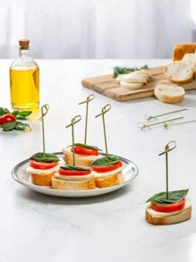 100 件鸡尾酒签水果竹签装饰结串适用于水果派对夏威夷宴会情人节婚礼生日 - 彩色 - 查看 3