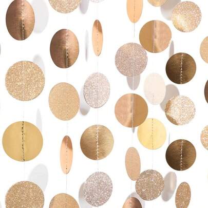 纸质圆形花环横幅装饰，长 4 米，适用于婚礼/周年纪念/派对/节日背景装饰、情人节、情人节婚礼、生日、生日装饰、复活节装饰、婚礼装饰、派对装饰、派对、单身派对、单身派对、派对装饰、毕业典礼、客厅装饰