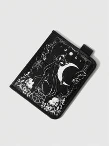 ROMWE Goth Cat Print Portable Fashion Card Holder