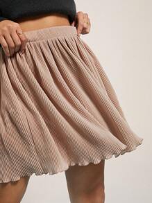 WESTFADE Western Music Festival Knitted Shine High Waist Lettuce Trim Hem Mini Skirt - Silver - View 2