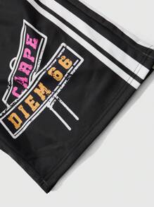 Manfinity Roghcode Manfinity EMRG Black Interesting Pattern Basketball Jersey Style T-Shirt & Shorts Set, Unisex Couple Matching Outfit,Men Two Pieces Outfits - Black - View 5