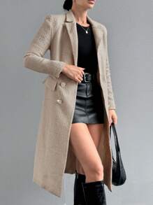 RueChic 女士秋冬翻领纽扣长袖休闲长款外套