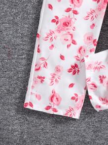Fashionable Casual Holiday Ruffled Neck Sleeveless Floral Print Romper Jumpsuit For Little Girls, Suitable For Spring/Summer Vacation - Multicolor - View 5