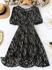 SHEIN Clasi 大码女式圆领短袖优雅夏季连衣裙