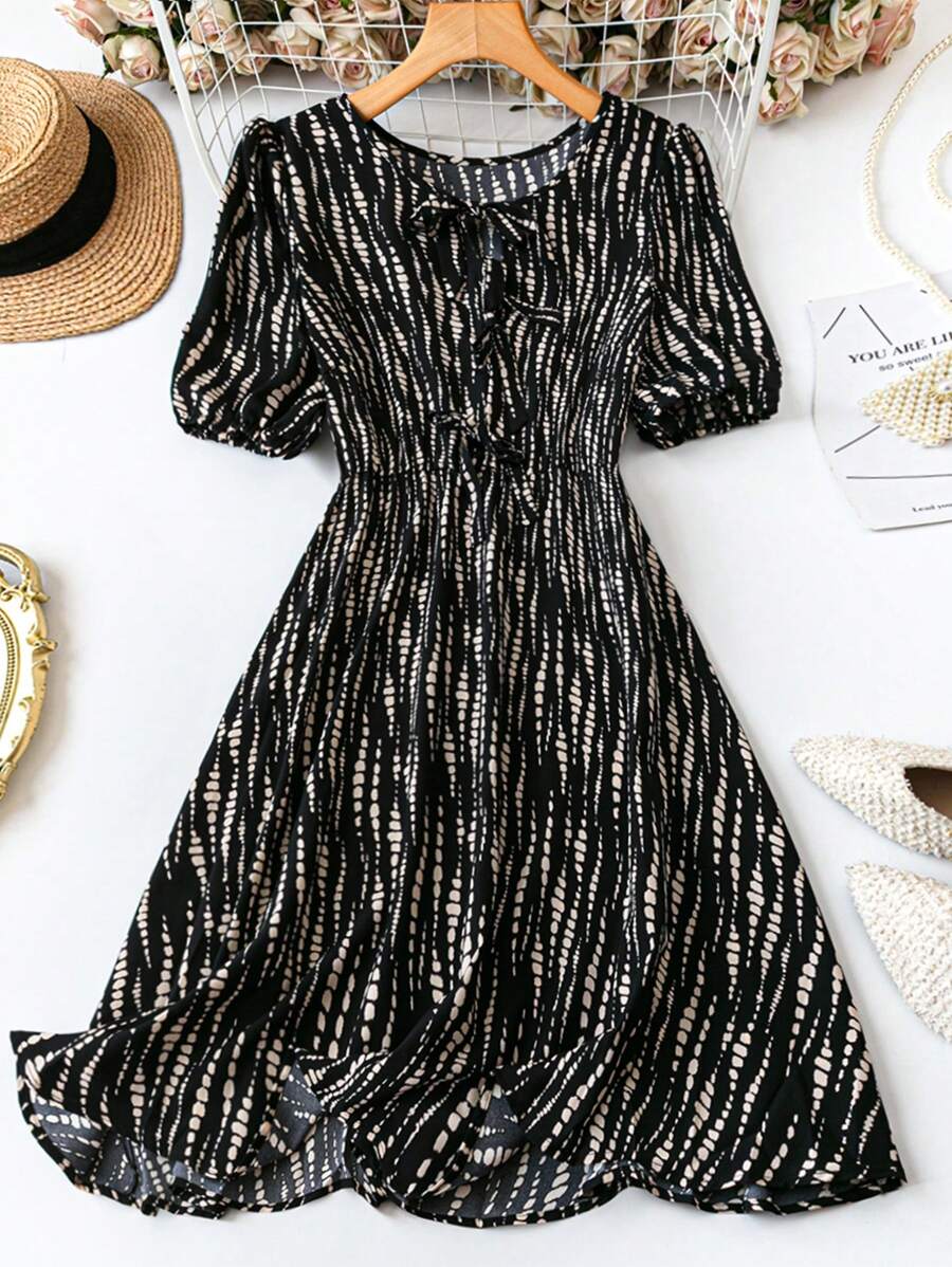 SHEIN Clasi 大码女式圆领短袖优雅夏季连衣裙