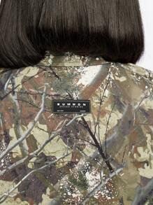 SUMWON WOMEN 朋克短款印花迷彩衬衫