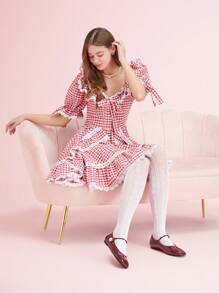 CUCCOO DOLLMOD Fashionable Red Strappy Pointed Toe High Heel Pumps Valentines - Burgundy - View 10