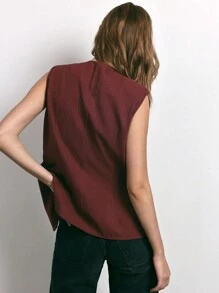 Maija Nouvelle veste élégante et ample femme avec épaulettes, style urbain chic marron-rouge métallique avec boucle. Convient pour la sortie, les vacances, les fêtes, les déplacements, Noël, la Saint-Valentin