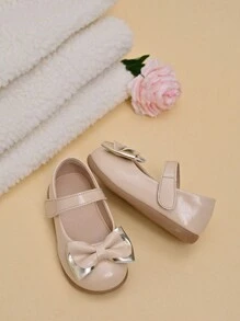 Toddler Girls' Comfortable Versatile Bow Decor Princess Flat Shoes, Suitable For Spring/Summer