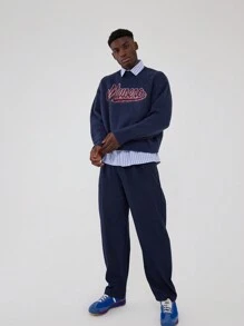 'Musero' Soft Knit Crewneck Sweatshirt - Royal Blue - View 1